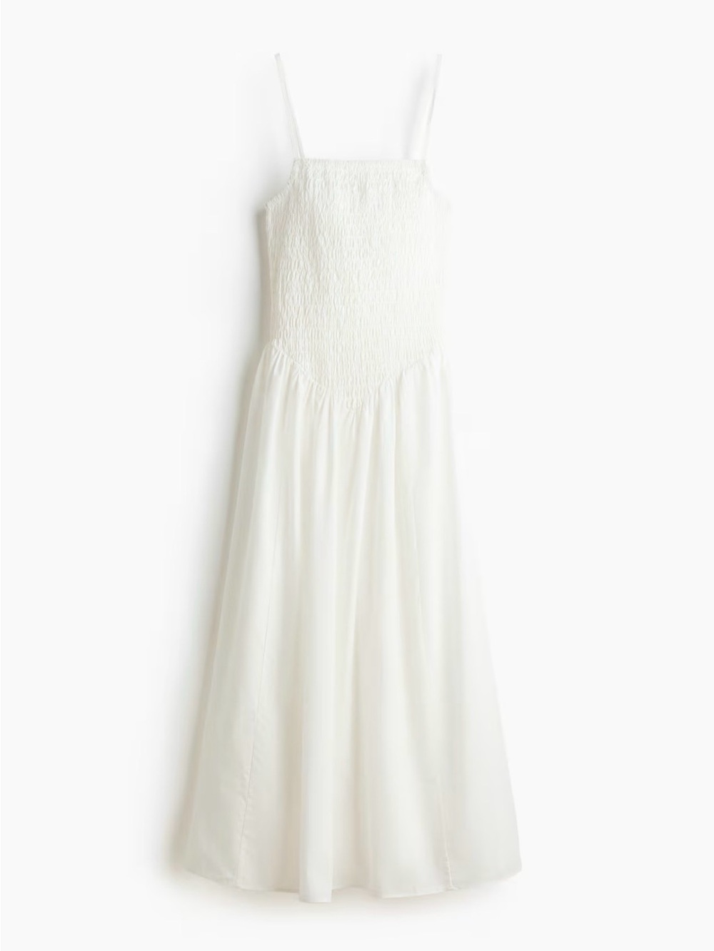 White Smocked Maxi Dress